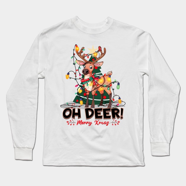 Oh Deer! Christmas Reindeer Long Sleeve T-Shirt by BankaiChu